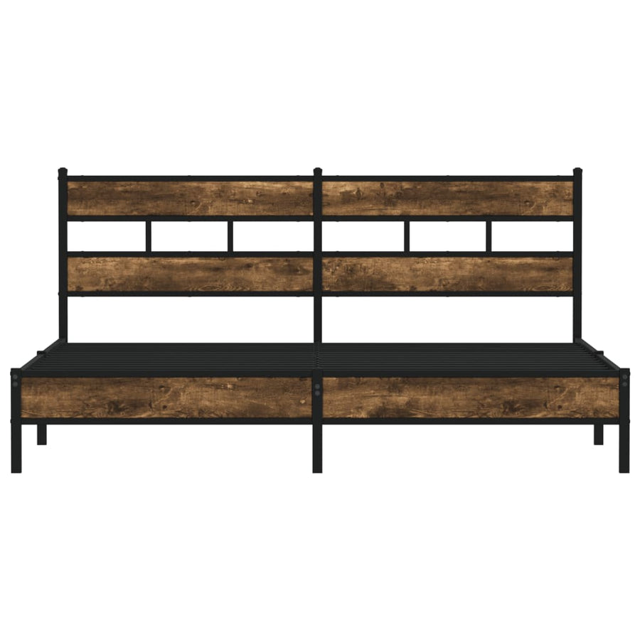 Bedframe zonder matras metaal gerookt eikenkleurig 183x213 cm