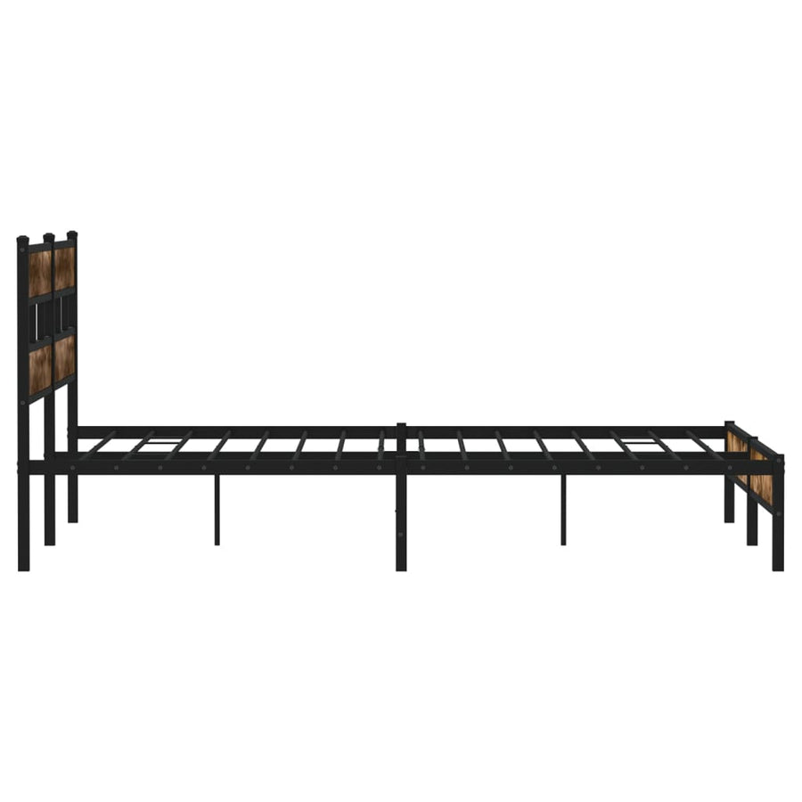 Bedframe zonder matras metaal gerookt eikenkleurig 183x213 cm