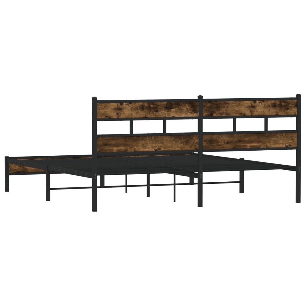 Bedframe zonder matras metaal gerookt eikenkleurig 183x213 cm