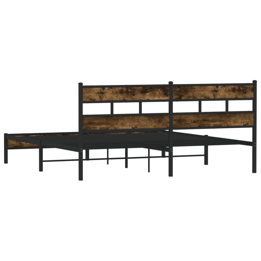 Bedframe zonder matras metaal gerookt eikenkleurig 183x213 cm