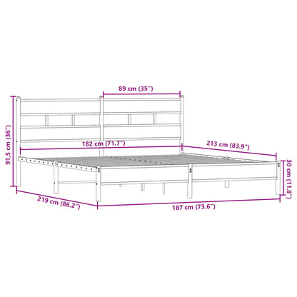 Bedframe zonder matras metaal gerookt eikenkleurig 183x213 cm