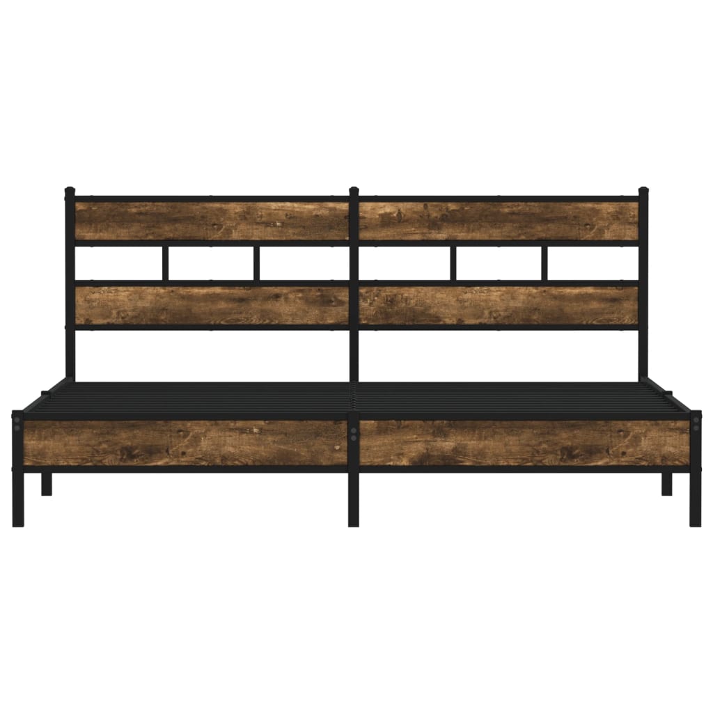 Bedframe zonder matras metaal gerookt eikenkleurig 193x203 cm
