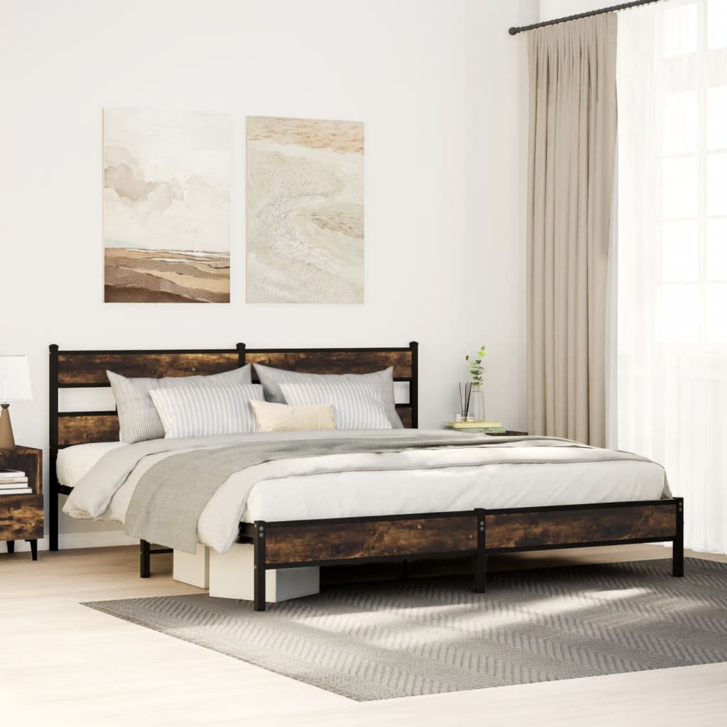 Bedframe zonder matras metaal gerookt eikenkleurig 200x200 cm