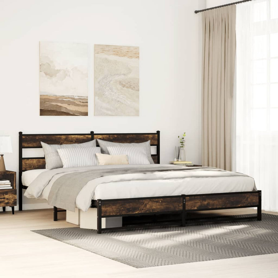 Bedframe zonder matras metaal gerookt eikenkleurig 180x200 cm
