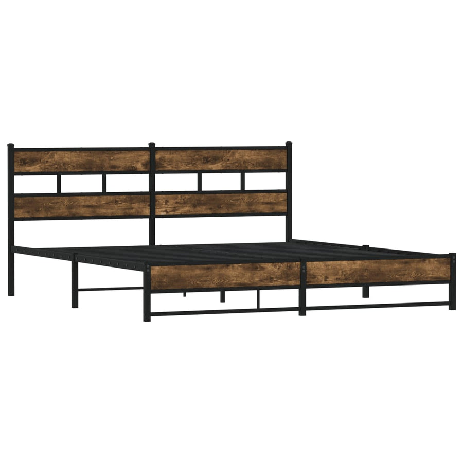 Bedframe zonder matras metaal gerookt eikenkleurig 183x213 cm