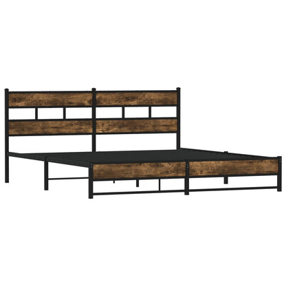 Bedframe zonder matras metaal gerookt eikenkleurig 193x203 cm