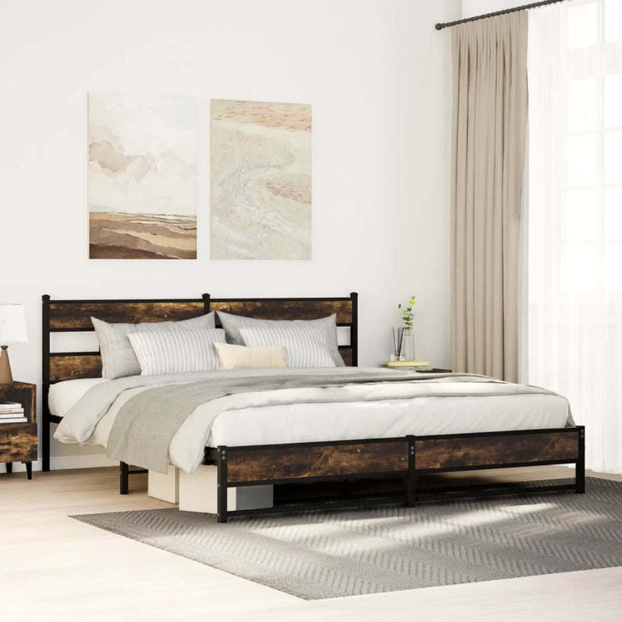Bedframe zonder matras metaal gerookt eikenkleurig 200x200 cm