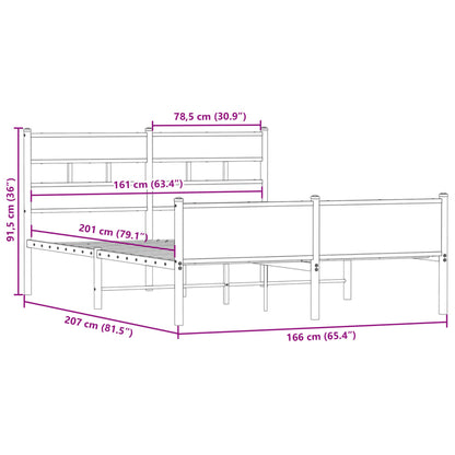 Bedframe zonder matras metaal gerookt eikenkleurig 160x200 cm