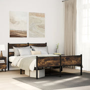 Bedframe 160x200 cm metaal gerookt eiken