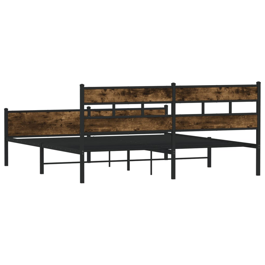 Bedframe zonder matras metaal gerookt eikenkleurig 183x213 cm