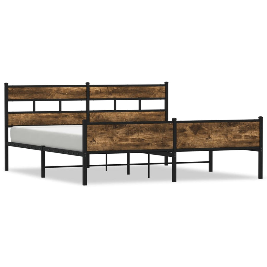 Bedframe zonder matras metaal gerookt eikenkleurig 193x203 cm
