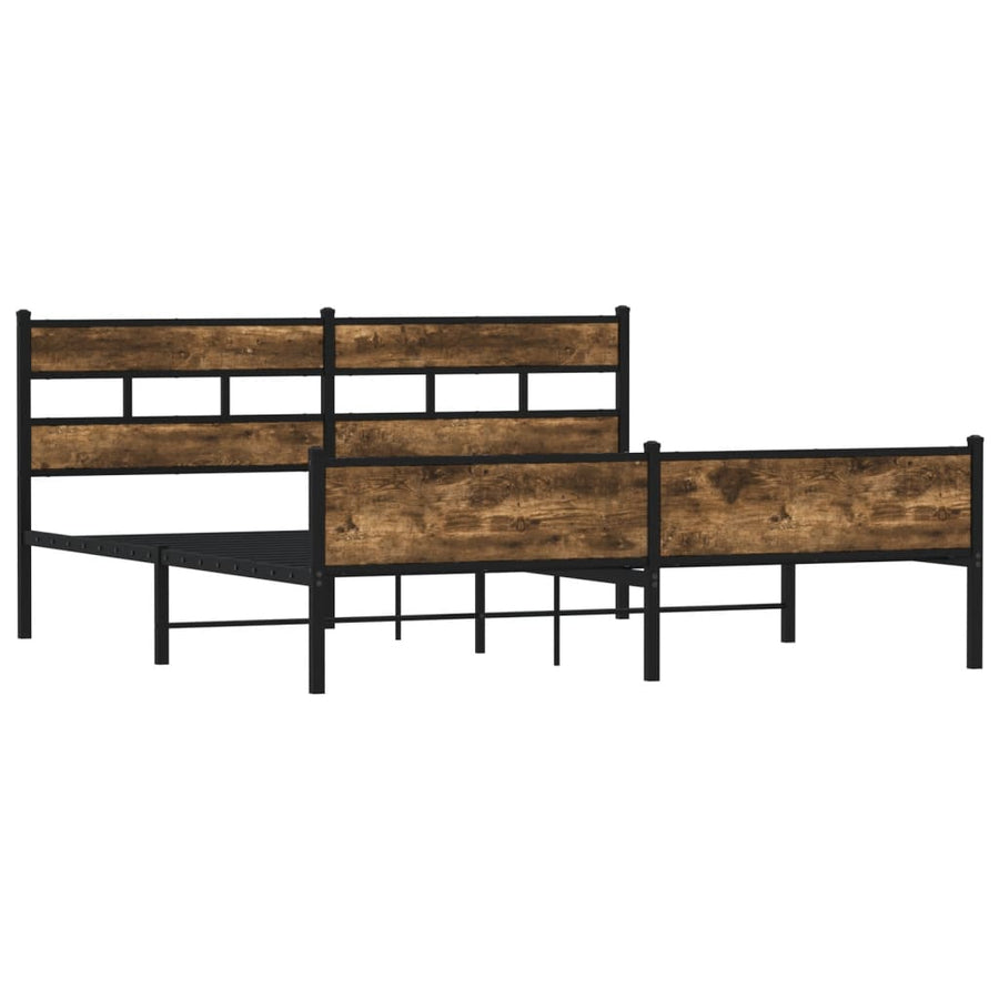 Bedframe zonder matras metaal gerookt eikenkleurig 193x203 cm