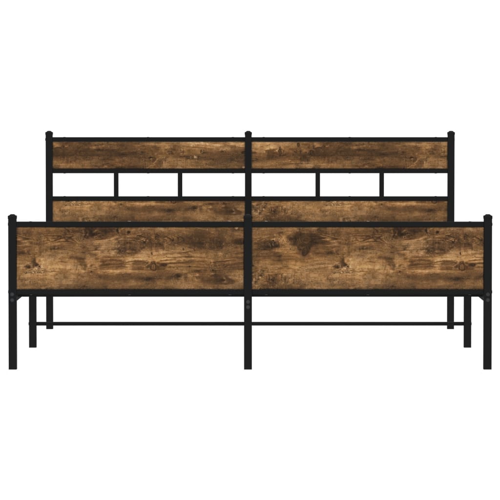 Bedframe zonder matras metaal gerookt eikenkleurig 193x203 cm