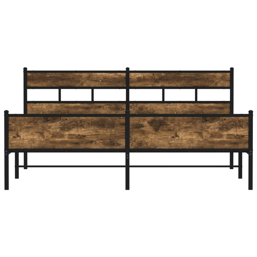 Bedframe zonder matras metaal gerookt eikenkleurig 193x203 cm