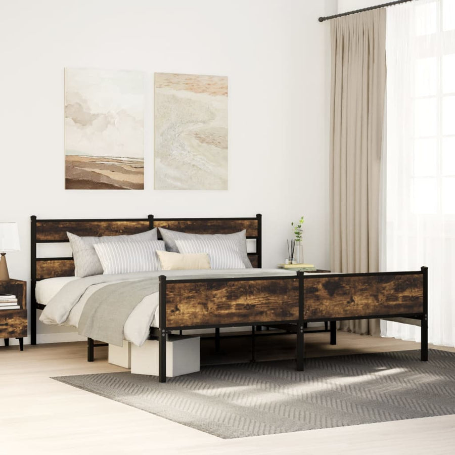 Bedframe zonder matras metaal gerookt eikenkleurig 200x200 cm