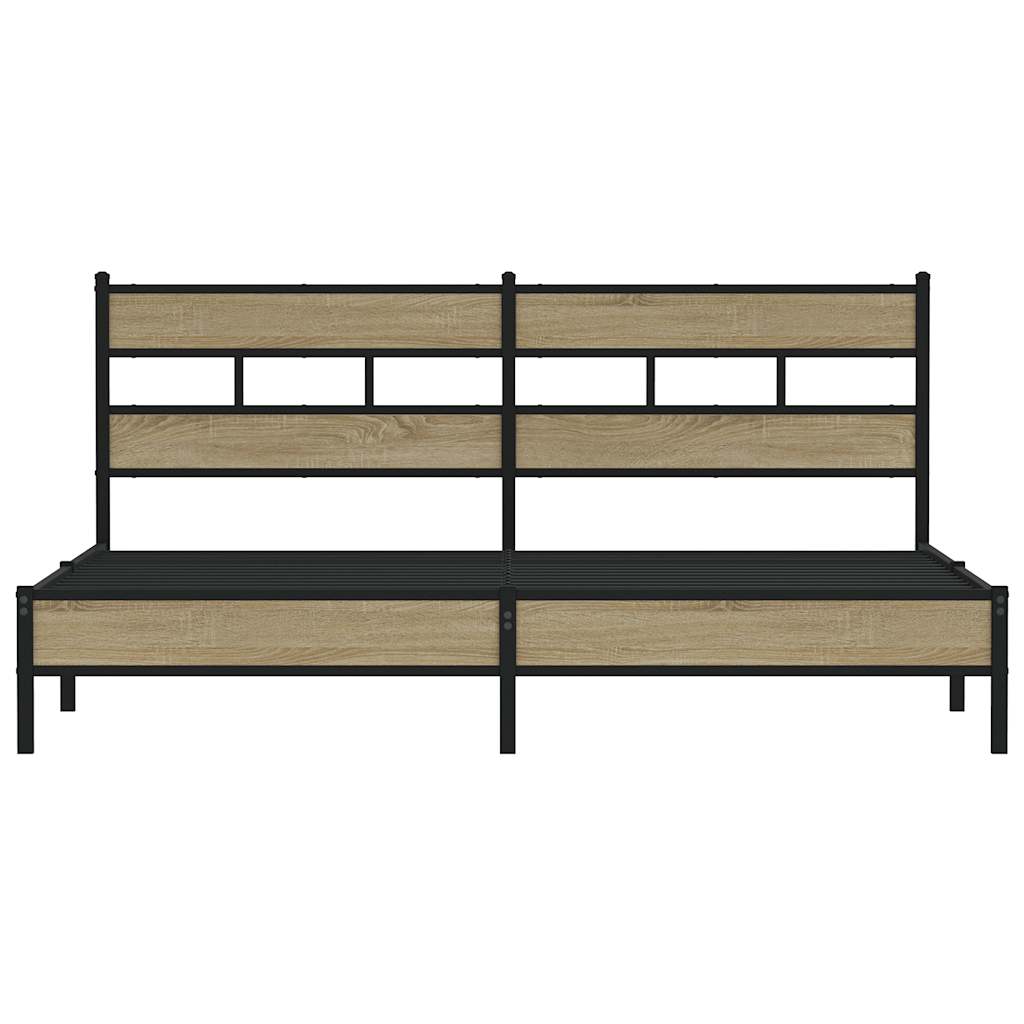 Bedframe zonder matras metaal sonoma eikenkleurig 193x203 cm