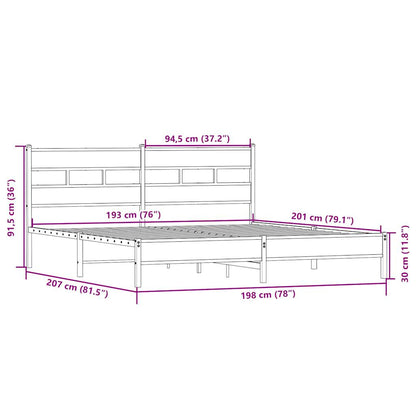 Bedframe zonder matras metaal sonoma eikenkleurig 193x203 cm