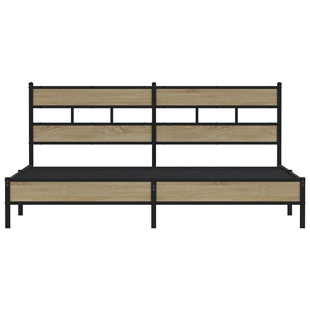 Bedframe zonder matras metaal sonoma eikenkleur 200x200 cm
