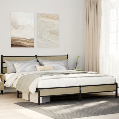 Bedframe zonder matras metaal sonoma eikenkleur 200x200 cm