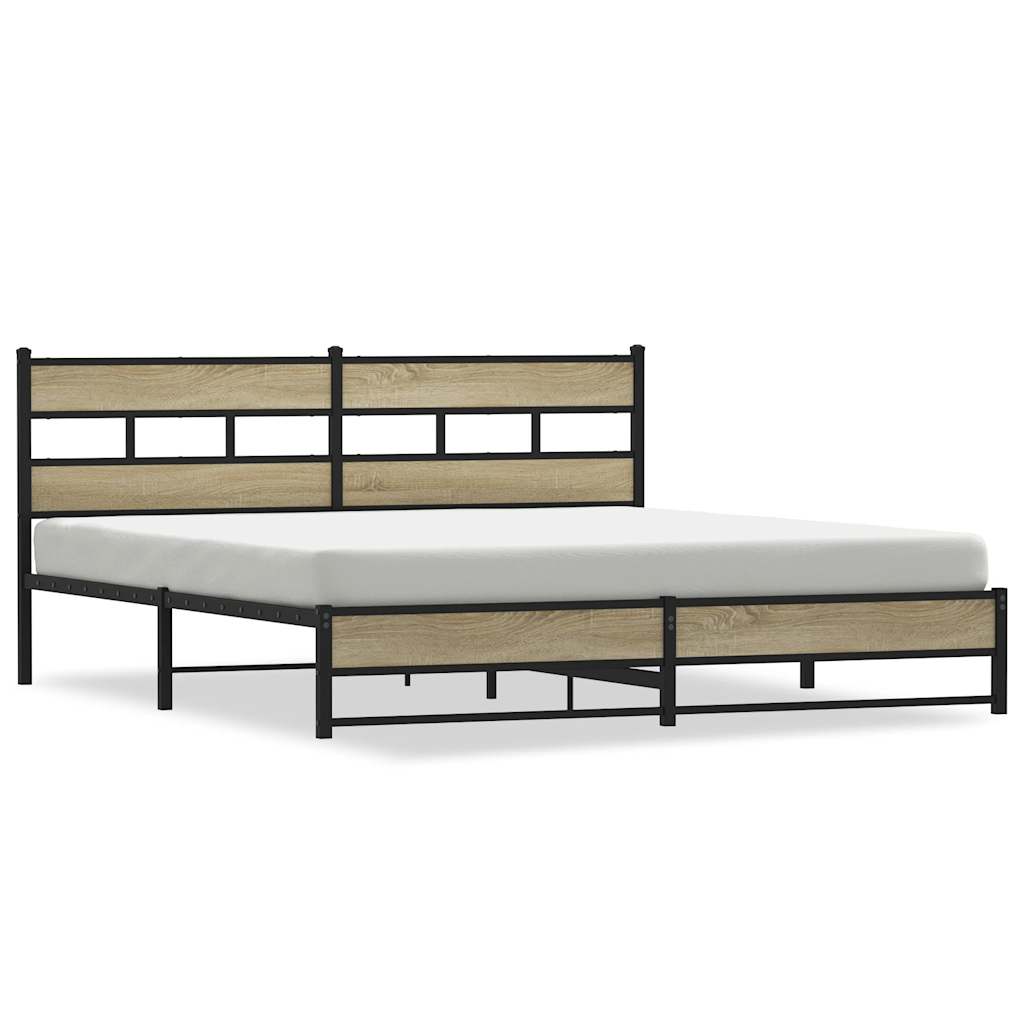 Bedframe zonder matras metaal sonoma eikenkleurig 180x200 cm