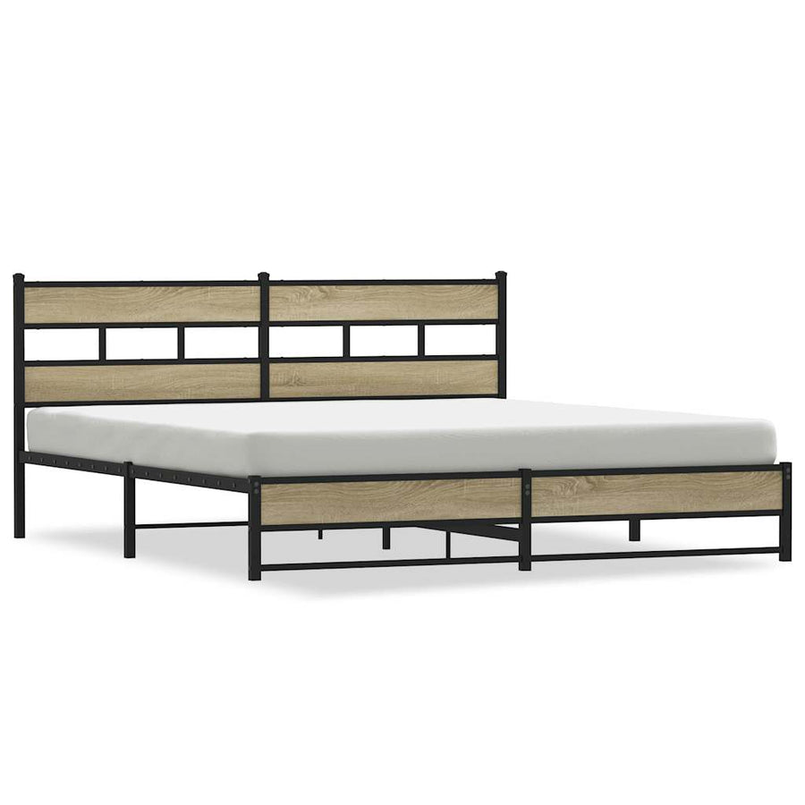 Bedframe zonder matras metaal sonoma eikenkleurig 183x213 cm