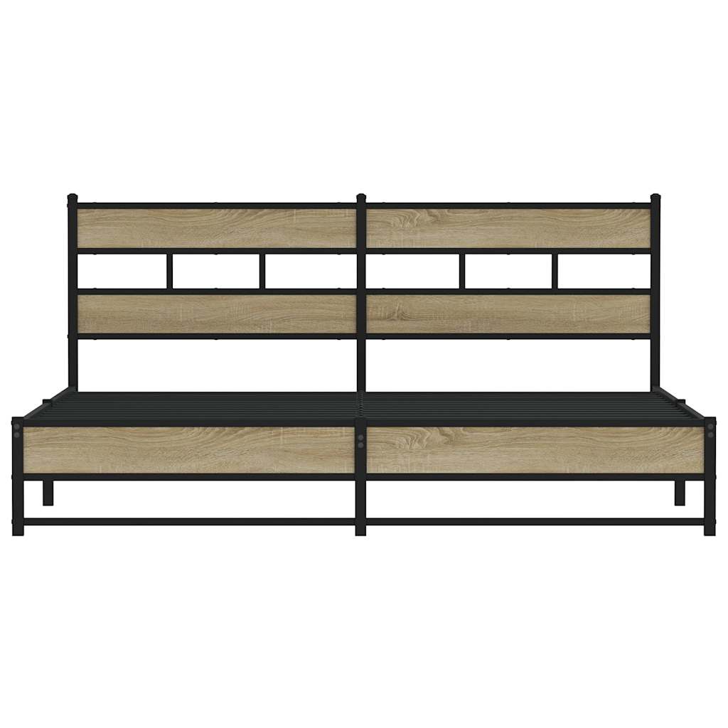 Bedframe zonder matras metaal sonoma eikenkleurig 183x213 cm