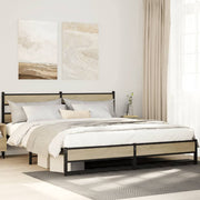 Bedframe 183x213 cm metaal sonoma eiken