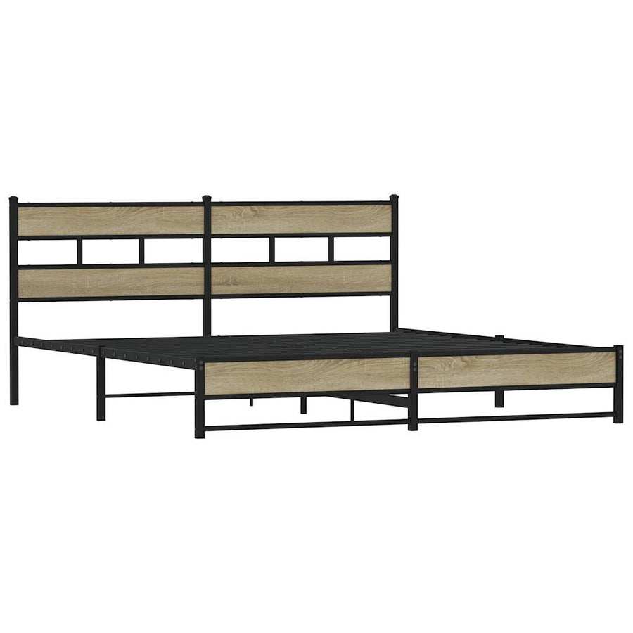 Bedframe zonder matras metaal sonoma eikenkleurig 193x203 cm