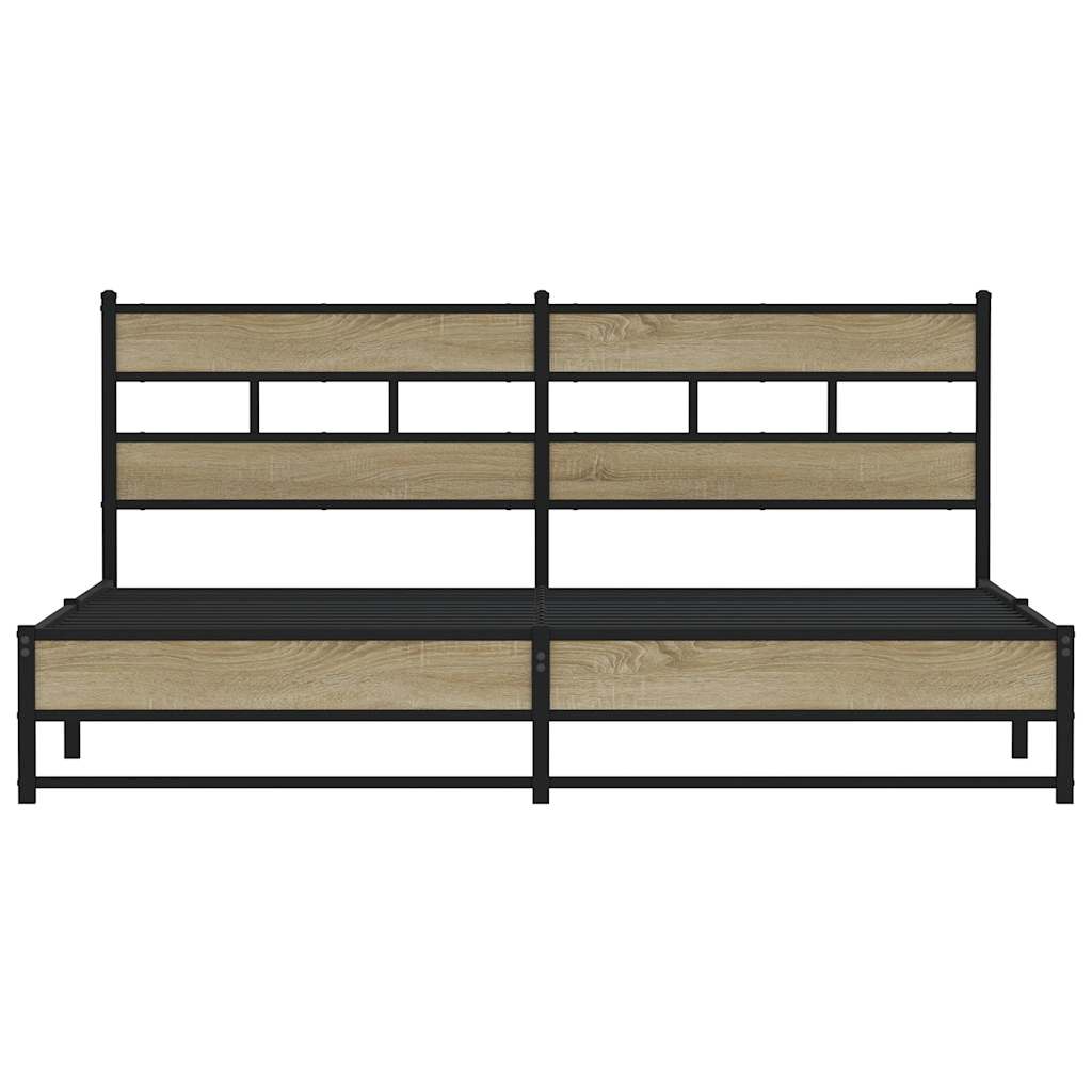 Bedframe zonder matras metaal sonoma eikenkleurig 193x203 cm