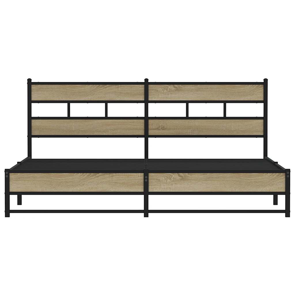 Bedframe zonder matras metaal sonoma eikenkleur 200x200 cm