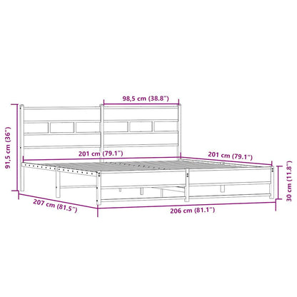 Bedframe zonder matras metaal sonoma eikenkleur 200x200 cm