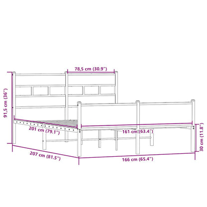 Bedframe zonder matras metaal sonoma eikenkleurig 160x200 cm