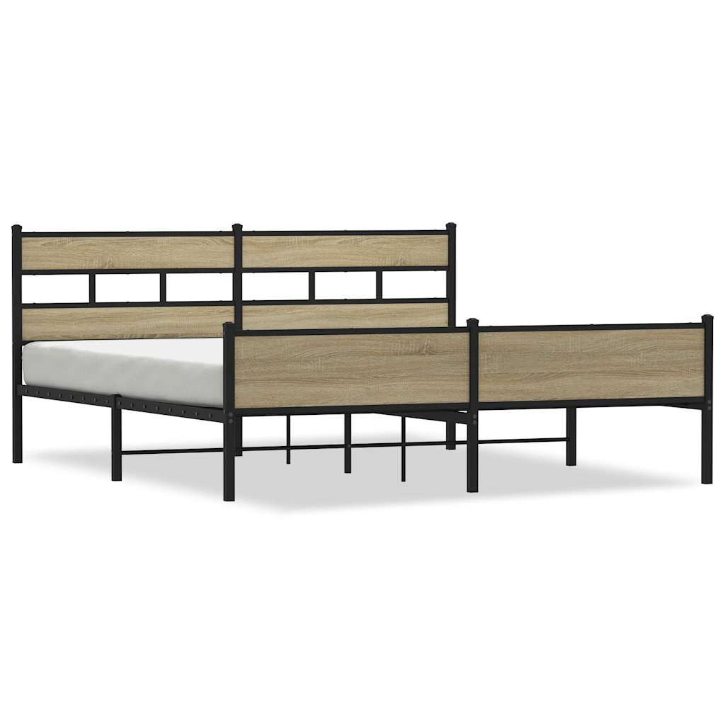 Bedframe zonder matras metaal sonoma eikenkleurig 180x200 cm