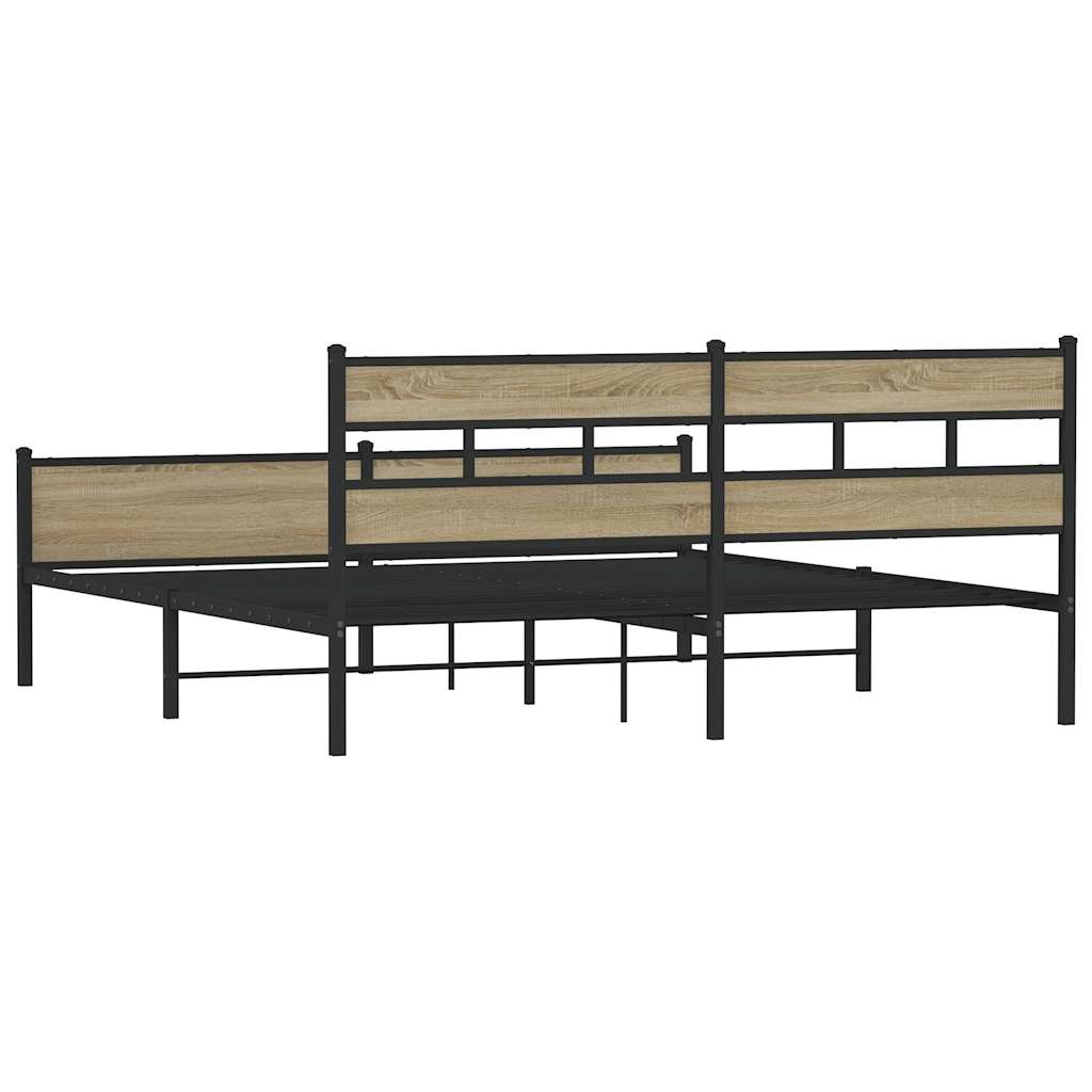 Bedframe zonder matras metaal sonoma eikenkleurig 180x200 cm