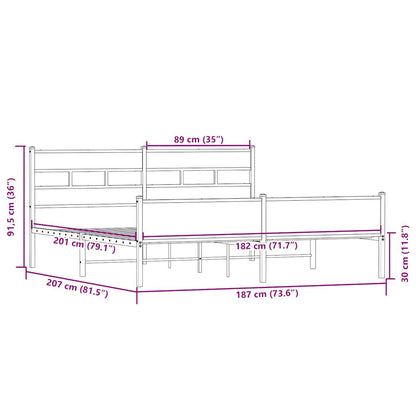Bedframe zonder matras metaal sonoma eikenkleurig 180x200 cm