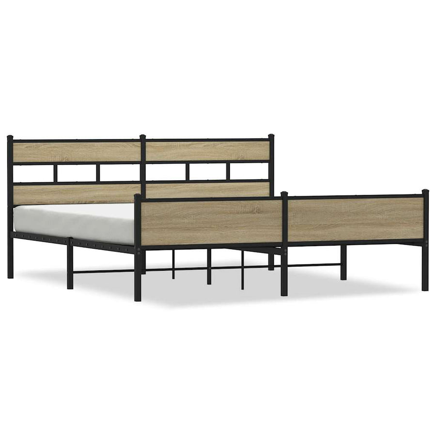 Bedframe zonder matras metaal sonoma eikenkleurig 183x213 cm