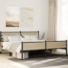 Bed frame without mattress metal Sonoma oak coloured 183x213 cm