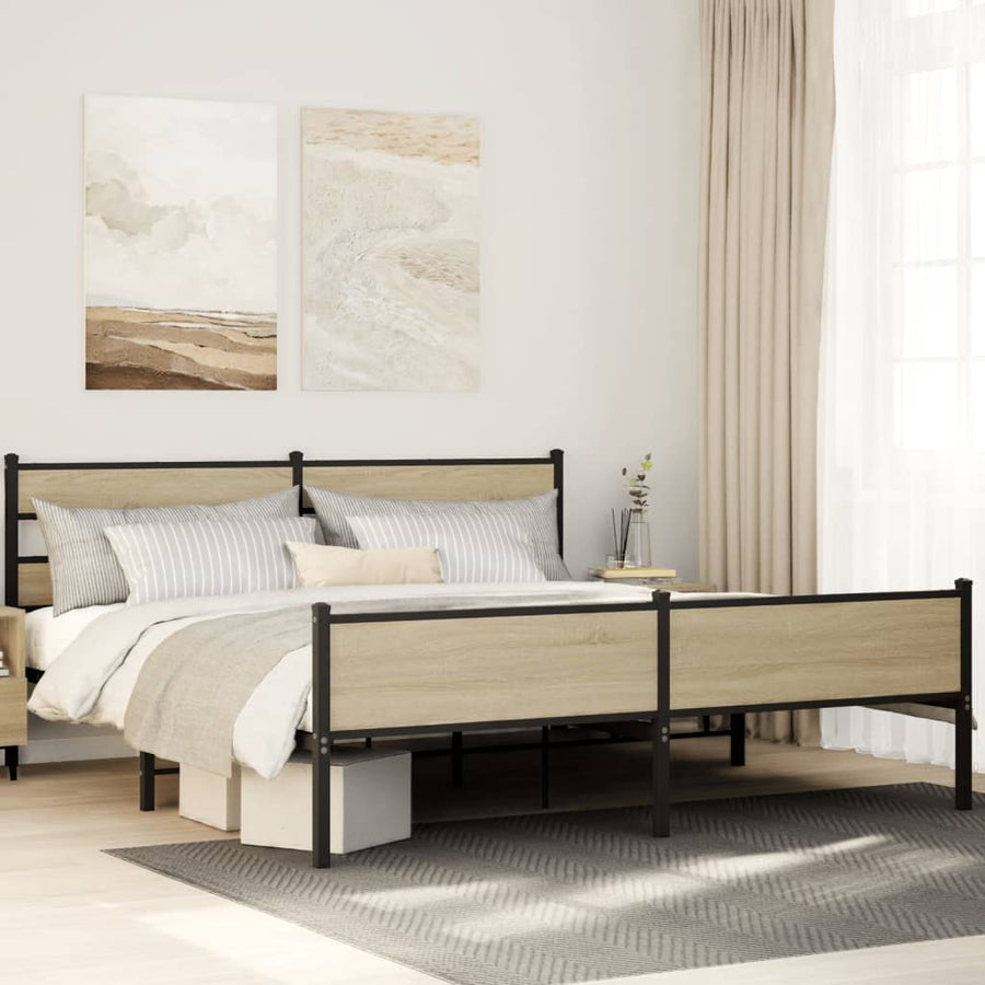 Bedframe zonder matras metaal sonoma eikenkleurig 183x213 cm