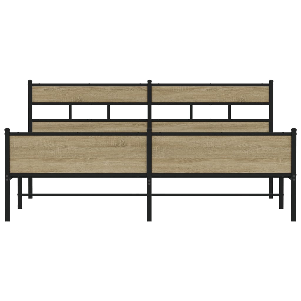 Bedframe zonder matras metaal sonoma eikenkleurig 193x203 cm