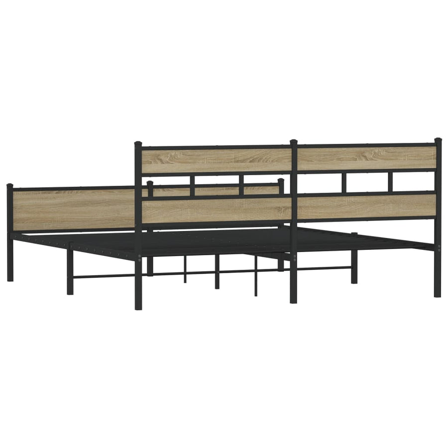 Bedframe zonder matras metaal sonoma eikenkleurig 193x203 cm