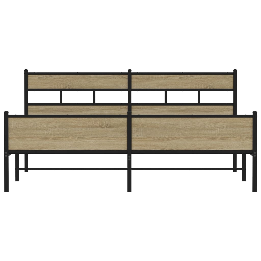 Bedframe zonder matras metaal sonoma eikenkleur 200x200 cm