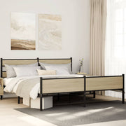 Bedframe metaal sonoma eiken 200x200 cm