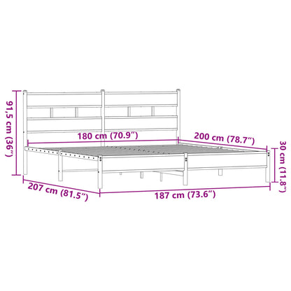 Bedframe zonder matras metaal bruin eikenkleur 180x200 cm