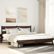 Bedframe 180x200 cm metaal bruin eikenkleur