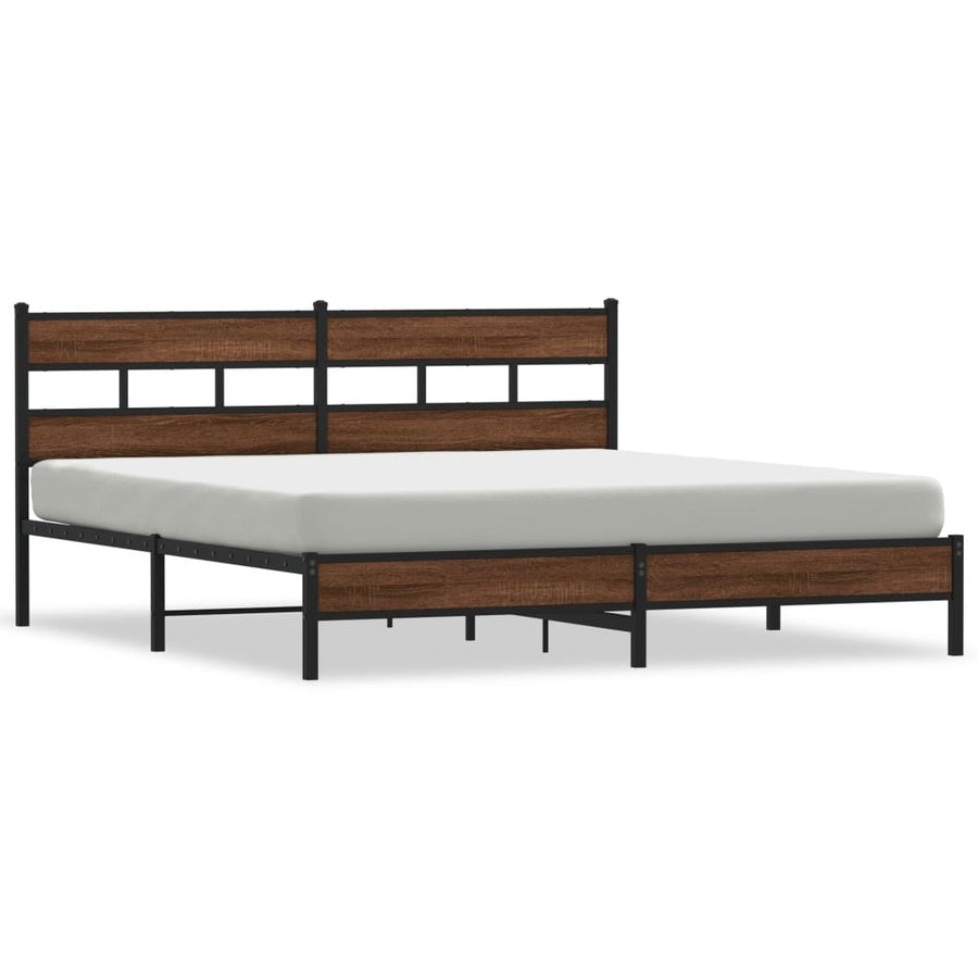 Bedframe zonder matras metaal bruin eikenkleur 183x213 cm