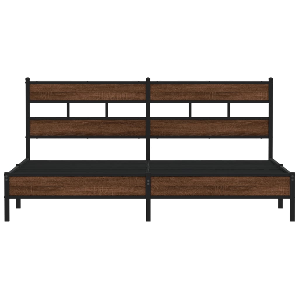 Bedframe zonder matras metaal bruin eikenkleur 193x203 cm