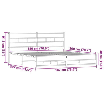 Bedframe zonder matras metaal bruin eikenkleur 180x200 cm