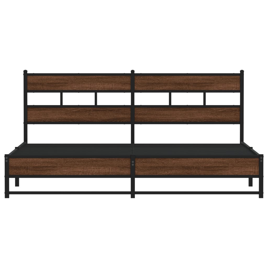 Bedframe zonder matras metaal bruin eikenkleur 183x213 cm