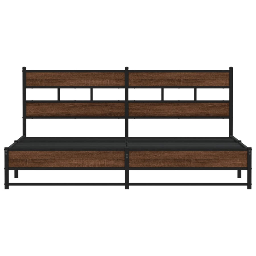 Bedframe zonder matras metaal bruin eikenkleur 183x213 cm