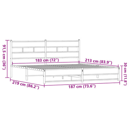 Bedframe zonder matras metaal bruin eikenkleur 183x213 cm